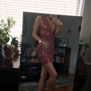 Brown/nude Latex Bodycon Dress